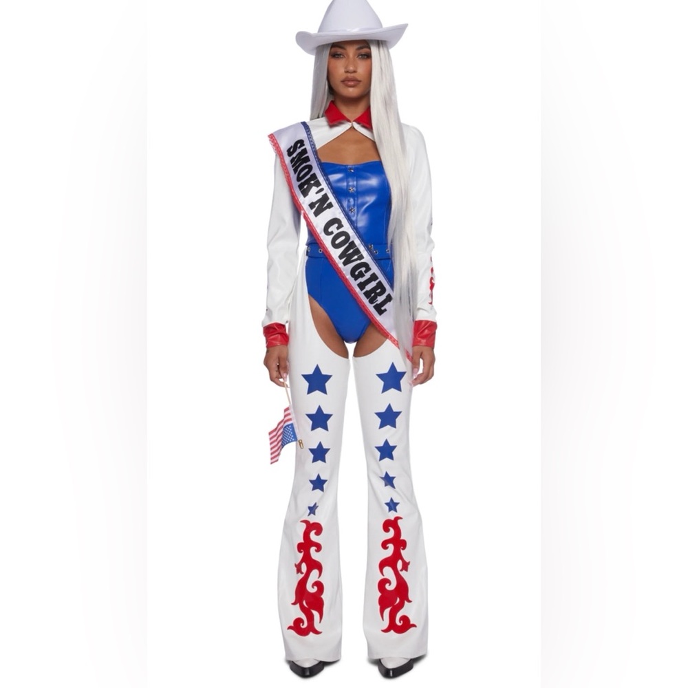 Trickz N Treatz Blue White & Red Star Boot-Cut Cowgirl Halloween costume